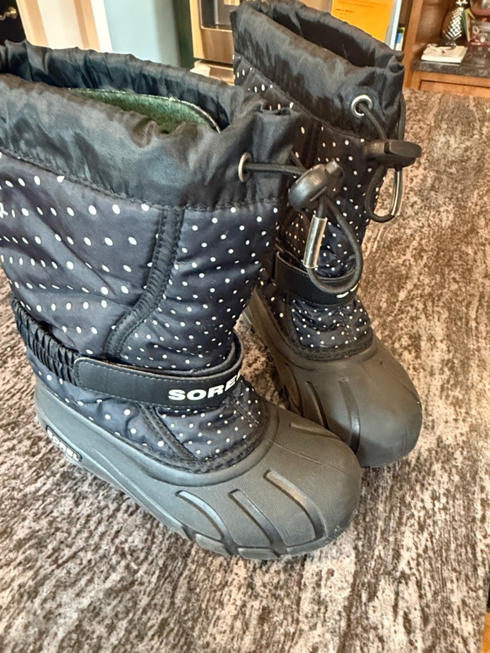 Sorel Black with White Dot Kids' Winter Boots